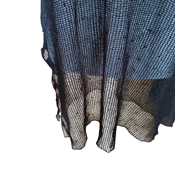 Sheer Black Mesh Tunic Top By Jordan Taylor With V-Neckline & Tie Back Detail Fo - Picture 3 of 6